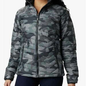 NWT Columbia Women's Powder Lite Jacket, black/gray camo, XS